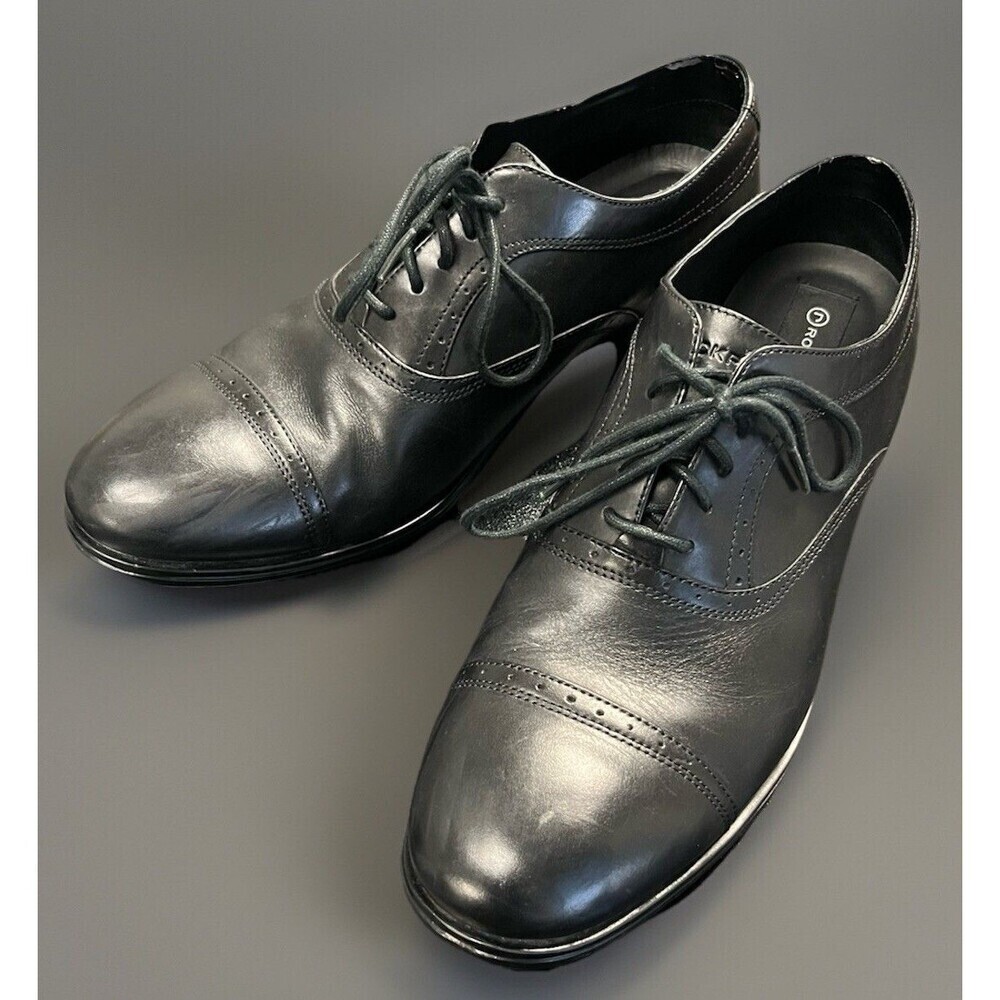 Rockport FW Cap Toe Men’s Black Leather Oxford Shoes, V73173 Size 10 W